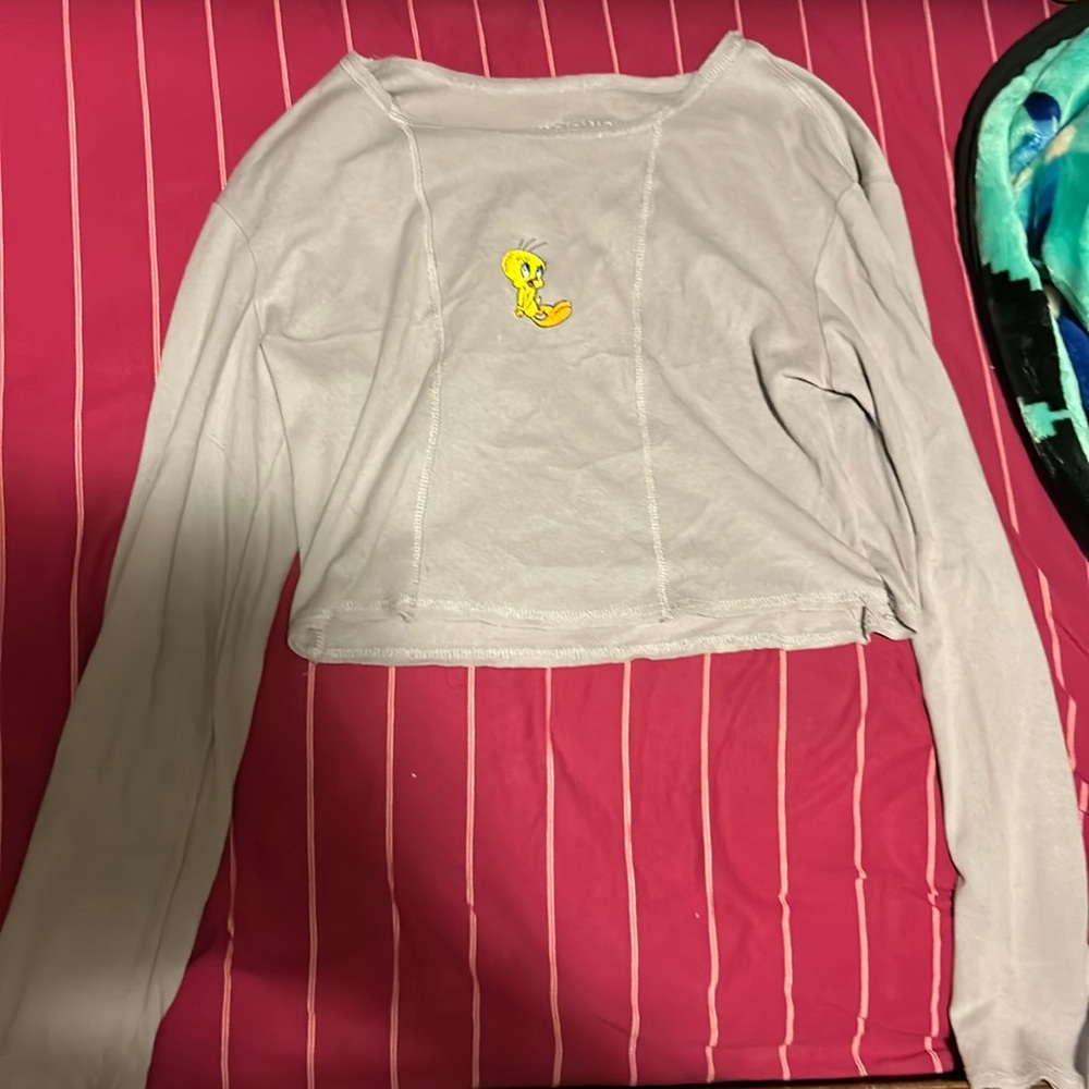 Looney tunes brand light purple long sleeve crop top size L